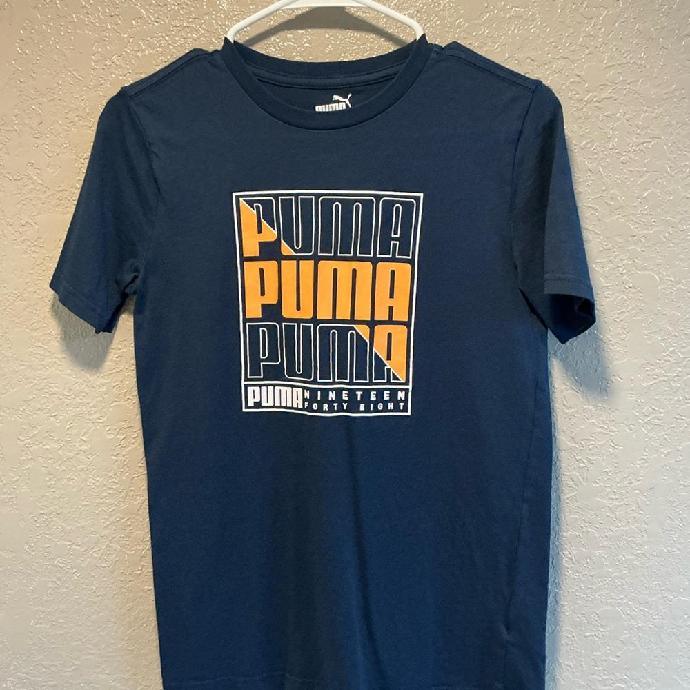 Puma Navy Blue T-Shirt with Orange Accents